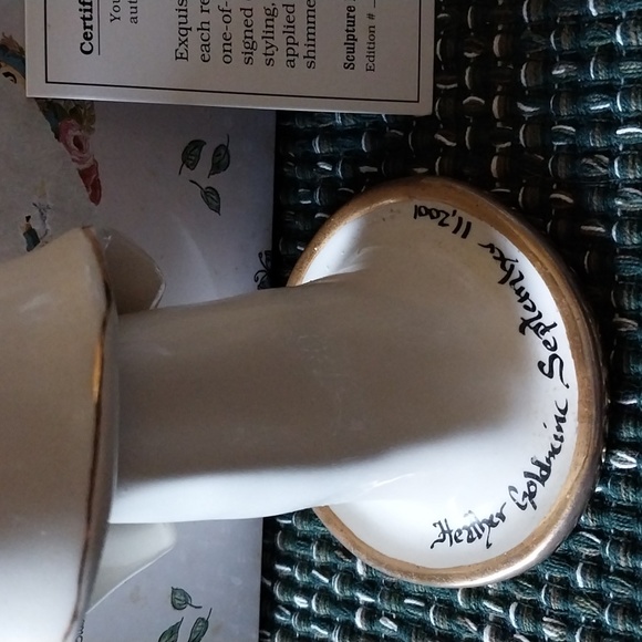 Clayworks Harmony Mandolene Statue of Liberty figurine cream gold pink green - Picture 6 of 8